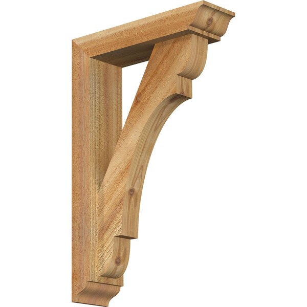 Ekena Millwork Olympic Traditional Rough Sawn Bracket w/ Offset Brace, Western Red Cedar, 4"W x 14"D x 22"H BKT0402X14X22OLY01RWR - main